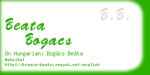 beata bogacs business card